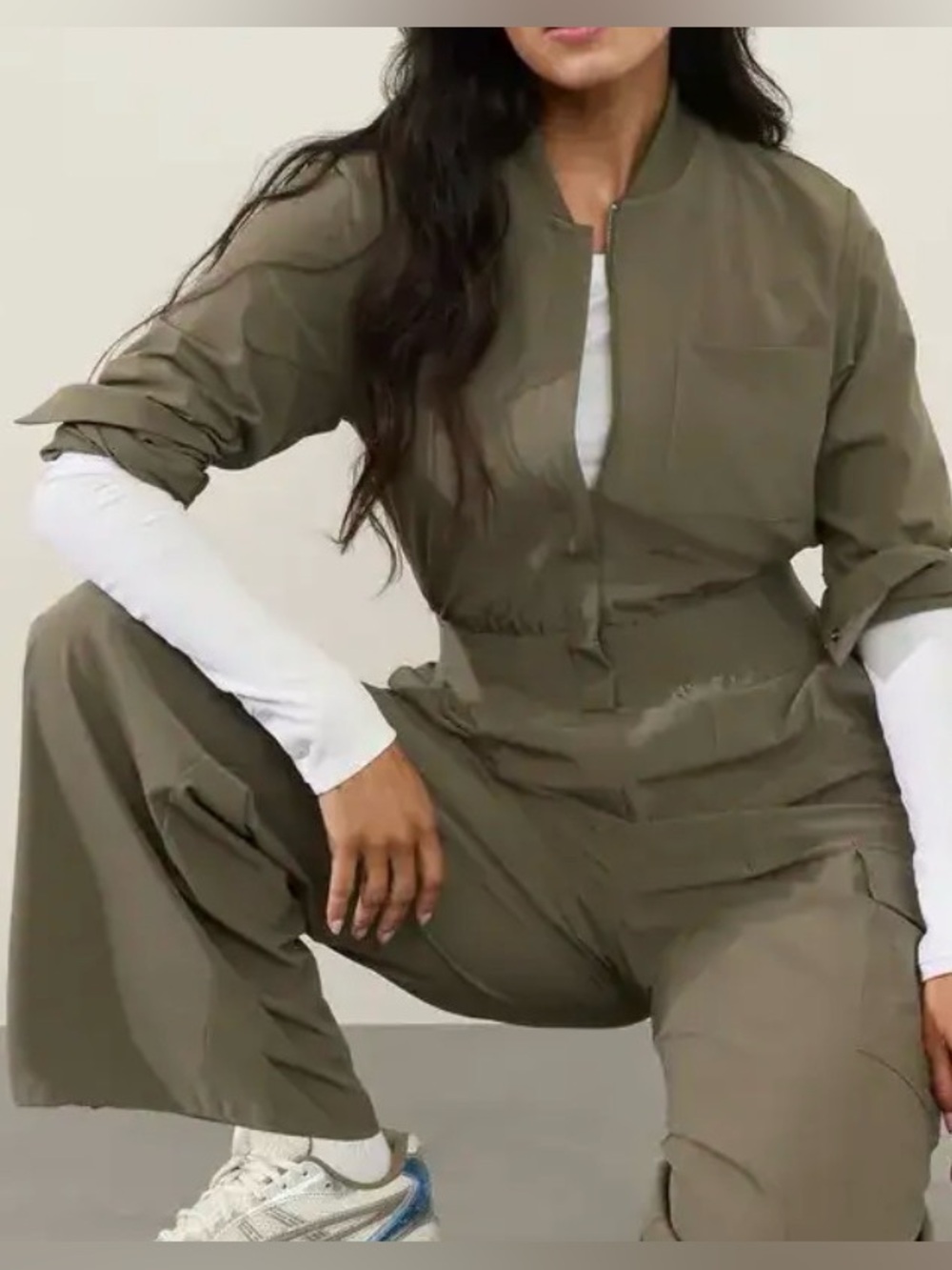 ATHLETA BROOKLYN LONG SLEEVE JUMPSUIT MOSS SIZE 0 - Picture 16 of 16